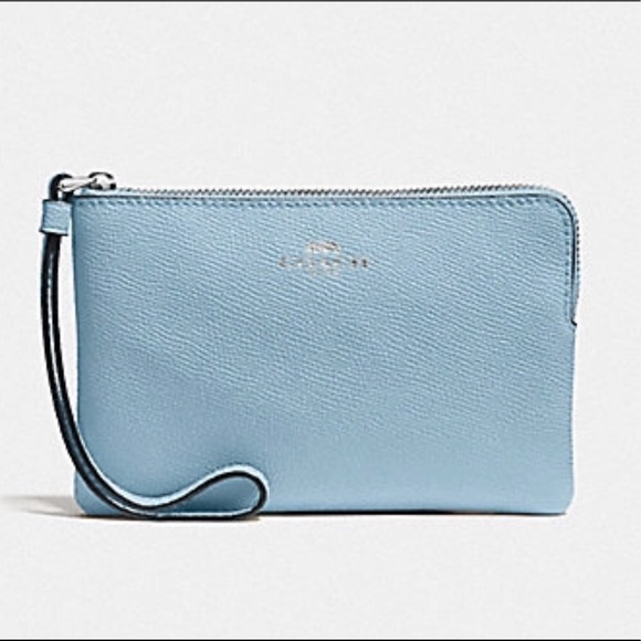 Coach Handbags - COACH Corner Zip Wristlet, Cornflower/Silver
